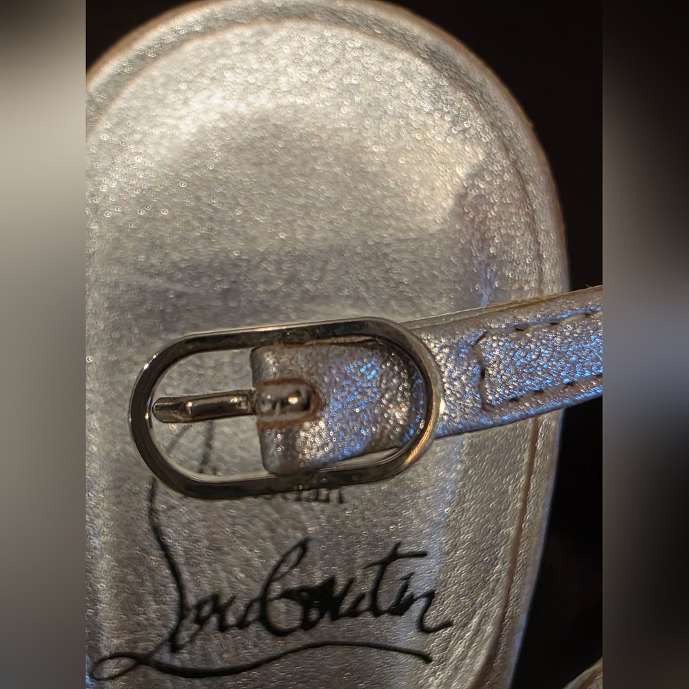 Christian Louboutin Silver Strappy Heels - Picture 2 of 16